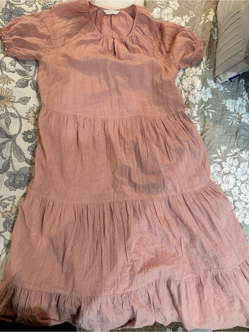 DownEast Rose Pink Tiered Maxi Dress